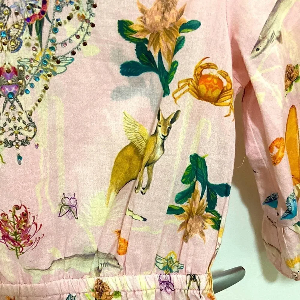 Milla by Camilla NWOT Girls Pink Nature Print Cotton Playsuit. Size 10